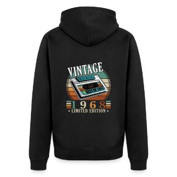 55. Geburtstag Jahrgang 1968 Vintage 1968 - Unisex Premium Bio Zip Hoodie - Schwarz - Hinten - Nico (187cm)