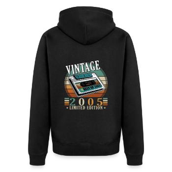 18. Geburtstag Jahrgang 2005 Vintage 2005 - Unisex Premium Bio Zip Hoodie - Schwarz - Hinten - Nico (187cm)