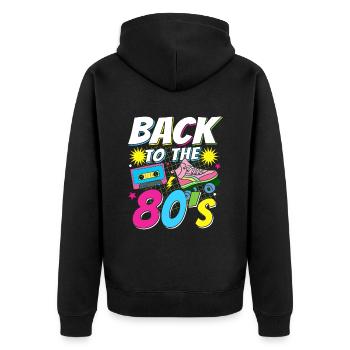 I love 80's 80s Reto Eighties Eighties Vintage - Unisex Premium Organic Zip Hoodie - black - Back - Nico (187cm)