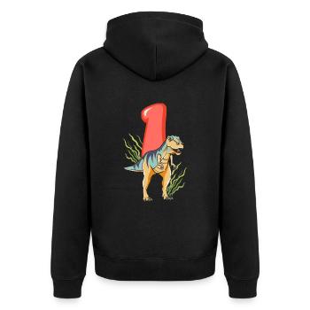 1. Geburtstag Dino Geburtstag Ich bin 1 - Unisex Premium Bio Zip Hoodie - Schwarz - Hinten - Nico (187cm)