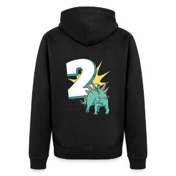 2. Geburtstag Dino Geburtstag Ich bin 2 - Unisex Premium Bio Zip Hoodie - Schwarz - Hinten - Nico (187cm)
