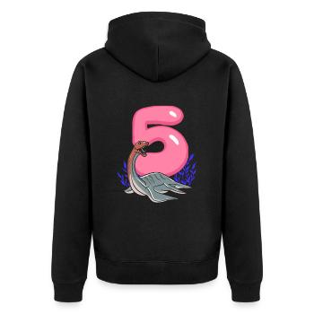 5 Birthday Dino 5 Years Children's Birthday Party - Unisex Premium Organic Zip Hoodie - black - Back - Nico (187cm)