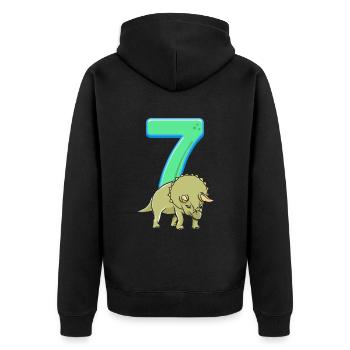 Cadeau de dinosaure 7ème anniversaire Dino T-Rex - Veste à capuche bio Premium Unisexe - noir - Dos - Nico (187cm)