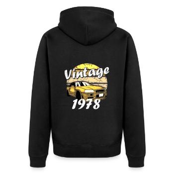 1978 Jahrgang Geburtstag Geburtsjahr 1978 Geschenk - Unisex Premium Bio Zip Hoodie - Schwarz - Hinten - Nico (187cm)
