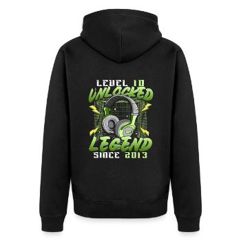 10th Birthday 10 Years Gamer Level 10 Complete - Unisex Premium Organic Zip Hoodie - black - Back - Nico (187cm)