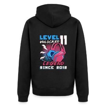 11e anniversaire 11 ans Gamer Niveau 11 complet - Veste à capuche bio Premium Unisexe - noir - Dos - Nico (187cm)