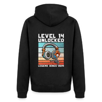 14th Birthday 14 Years Gamer Level 14 Complete - Unisex Premium Organic Zip Hoodie - black - Back - Nico (187cm)