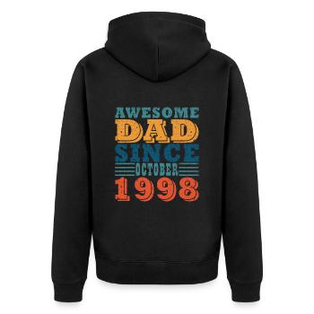 25e anniversaire Année Octobre 1998 Original 1998 - Veste à capuche bio Premium Unisexe - noir - Dos - Nico (187cm)