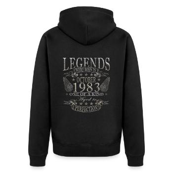 Octobre 1983 Anniversaire Octobre 1983 Octobre - Veste à capuche bio Premium Unisexe - noir - Dos - Nico (187cm)
