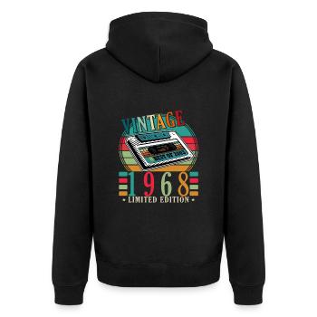 55. Geburtstag Jahrgang 1968 Vintage 1968 - Unisex Premium Bio Zip Hoodie - Schwarz - Hinten - Nico (187cm)