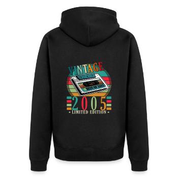 18. Geburtstag Jahrgang 2005 Vintage 2005 - Unisex Premium Bio Zip Hoodie - Schwarz - Hinten - Nico (187cm)