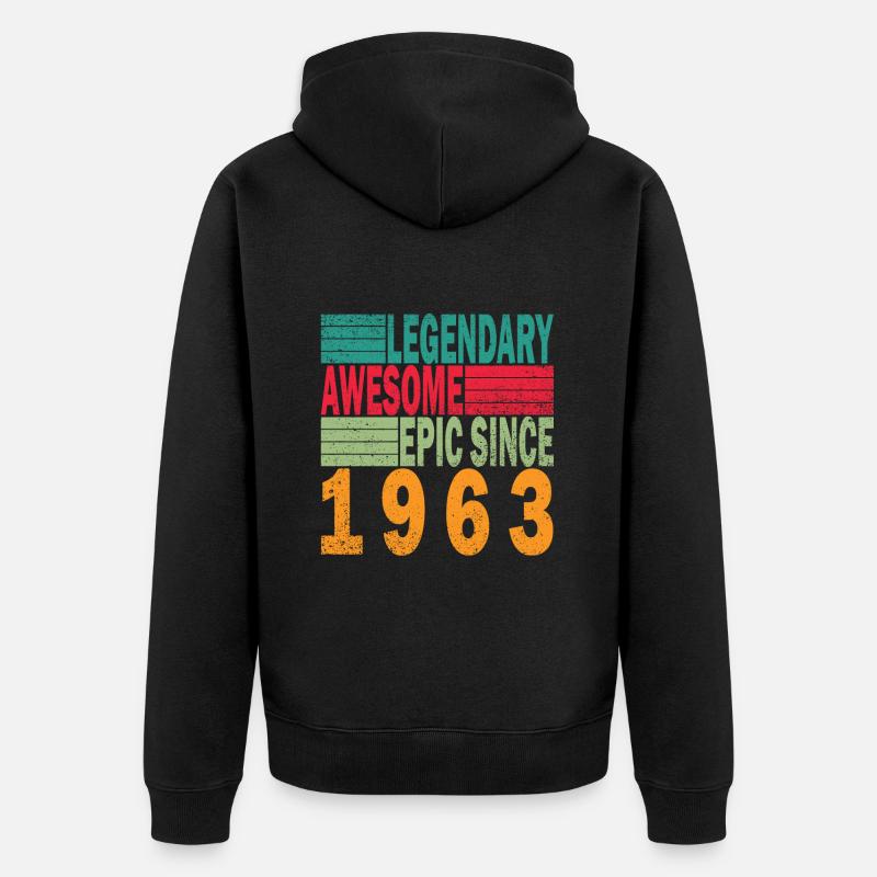 60e anniversaire Millésime 1963 Millésime 1963 - Veste à capuche bio Premium Unisexe - noir