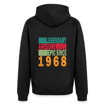 55. Geburtstag Jahrgang 1968 Vintage 1968 - Unisex Premium Bio Zip Hoodie - Schwarz - Hinten - Nico (187cm)