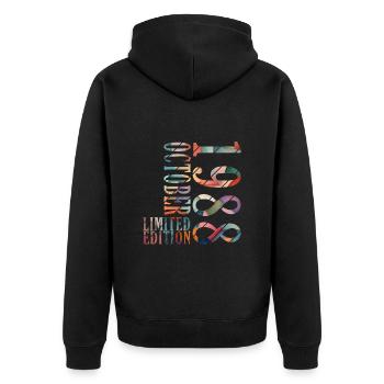 Octobre 1988 Anniversaire Octobre 1988 Octobre - Veste à capuche bio Premium Unisexe - noir - Dos - Nico (187cm)