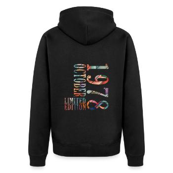 Octobre 1978 Anniversaire Octobre 1978 Octobre - Veste à capuche bio Premium Unisexe - noir - Dos - Nico (187cm)