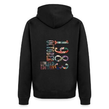 Octobre 1983 Anniversaire Octobre 1983 Octobre - Veste à capuche bio Premium Unisexe - noir - Dos - Nico (187cm)
