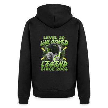 20. Geburtstag Geschenk Level 20 Complete - Unisex Premium Bio Zip Hoodie - Schwarz - Hinten - Nico (187cm)