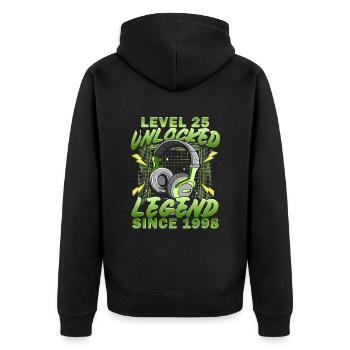 25 Geburtstag 25 Jahre Geschenk Level 25 Complete - Unisex Premium Bio Zip Hoodie - Schwarz - Hinten - Nico (187cm)