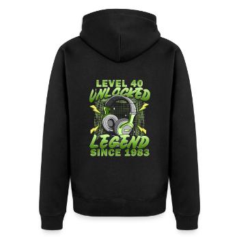 40th Birthday Level 40 Complete Gamer 40 Years - Unisex Premium Organic Zip Hoodie - black - Back - Nico (187cm)