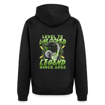 Niveau 70 Gamer Gaming Anniversaire 70 ans - Veste à capuche bio Premium Unisexe - noir - Dos - Nico (187cm)
