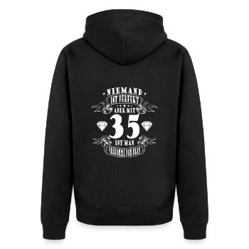 35 Geburtstag 35 Jahre 35 Lebensjahr 35 Lebenalter - Unisex Premium Bio Zip Hoodie - Schwarz - Hinten - Nico (187cm)