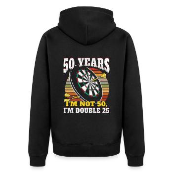 witzige Geschenkidee Männer 50 Jahre Darts - Unisex Premium Bio Zip Hoodie - Schwarz - Hinten - Nico (187cm)