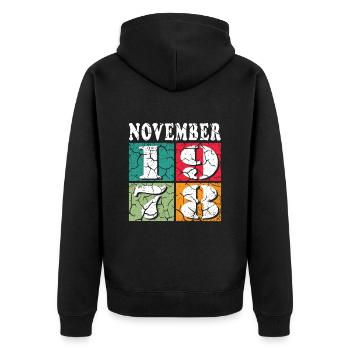 Novembre 1978 Anniversaire Novembre 1978 Novembre - Veste à capuche bio Premium Unisexe - noir - Dos - Nico (187cm)