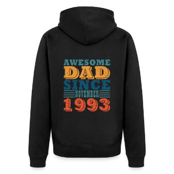 30th Birthday Vintage November 1993 Original Dad - Unisex Premium Organic Zip Hoodie - black - Back - Nico (187cm)