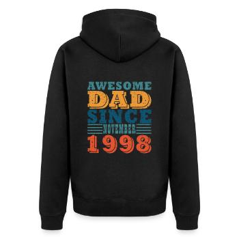 25. Geburtstag Jahrgang november 1998 Original Dad - Unisex Premium Bio Zip Hoodie - Schwarz - Hinten - Nico (187cm)
