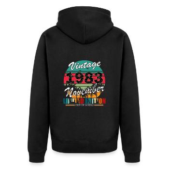 40. Geburtstag Jahrgang november 1983 Original 198 - Unisex Premium Bio Zip Hoodie - Schwarz - Hinten - Nico (187cm)