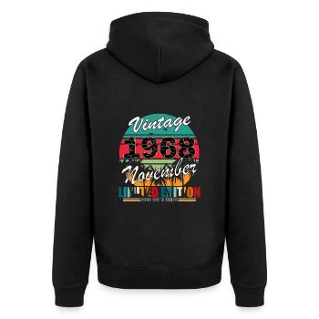 55. Geburtstag Jahrgang november 1968 Original 196 - Unisex Premium Bio Zip Hoodie - Schwarz - Hinten - Nico (187cm)