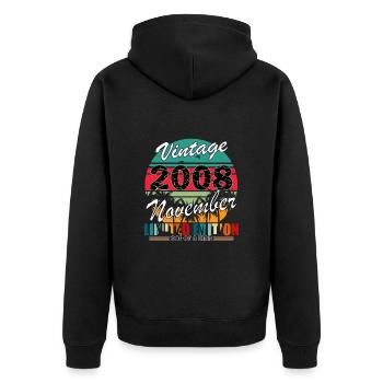 18. Geburtstag Jahrgang november 2005 Original 200 - Unisex Premium Bio Zip Hoodie - Schwarz - Hinten - Nico (187cm)
