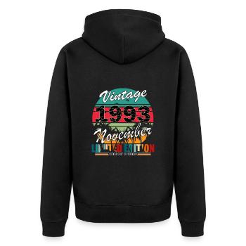 30. Geburtstag Jahrgang november 1993 Original 199 - Unisex Premium Bio Zip Hoodie - Schwarz - Hinten - Nico (187cm)