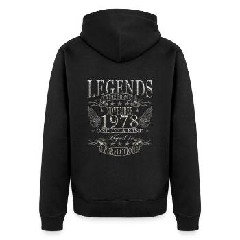 Novembre 1978 Anniversaire Novembre 1978 Novembre - Veste à capuche bio Premium Unisexe - noir - Dos - Nico (187cm)