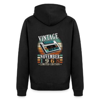 55. Geburtstag Jahrgang november 1968 Original 196 - Unisex Premium Bio Zip Hoodie - Schwarz - Hinten - Nico (187cm)