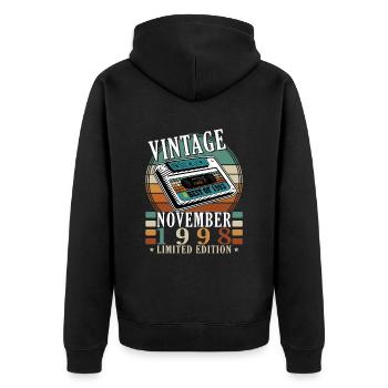 25. Geburtstag Jahrgang november 1998 Original 199 - Unisex Premium Bio Zip Hoodie - Schwarz - Hinten - Nico (187cm)