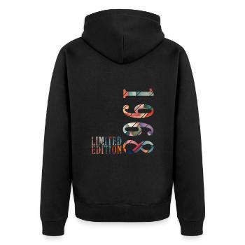 1968 Jahrgang Geburtstag Geburtsjahr 1968 Geschenk - Unisex Premium Bio Zip Hoodie - Schwarz - Hinten - Nico (187cm)