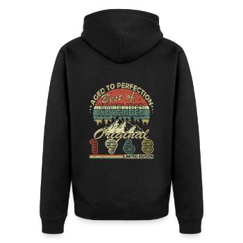 55th Birthday Vintage November 1968 Original 196 - Unisex Premium Organic Zip Hoodie - black - Back - Nico (187cm)