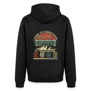 18. Geburtstag Jahrgang november 2005 Original 200 - Unisex Premium Bio Zip Hoodie - Schwarz - Hinten - Nico (187cm)