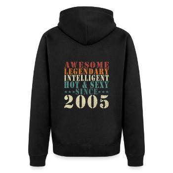 18. Geburtstag Jahrgang 2005 Vintage 2005 - Unisex Premium Bio Zip Hoodie - Schwarz - Hinten - Nico (187cm)