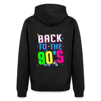 Retour aux années 90 - 90 1990 - Veste à capuche bio Premium Unisexe - noir - Dos - Nico (187cm)