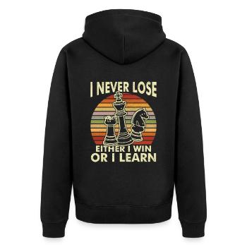 Chess Checkmate Funny Board Game Gift - Unisex Premium Organic Zip Hoodie - black - Back - Nico (187cm)
