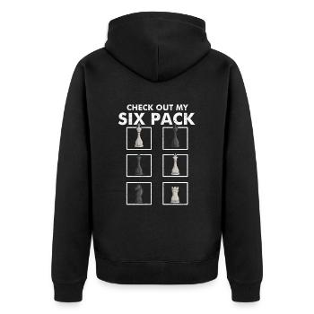 Schach Schachspieler - Unisex Premium Bio Zip Hoodie - Schwarz - Hinten - Nico (187cm)