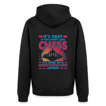 Schachspieler Schach Spruch Schachspiel - Unisex Premium Bio Zip Hoodie - Schwarz - Hinten - Nico (187cm)