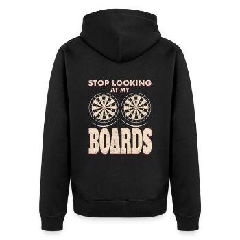 Dart Darts Liebhaber Dart Spieler Dart Meister - Unisex Premium Bio Zip Hoodie - Schwarz - Hinten - Nico (187cm)