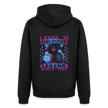Niveau 30 Débloqué 30e Cadeau d’anniversaire Gamer - Veste à capuche bio Premium Unisexe - noir - Dos - Nico (187cm)