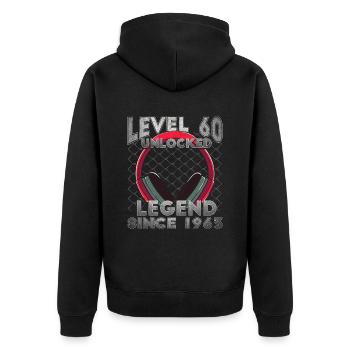 Niveau 60 débloqué - Veste à capuche bio Premium Unisexe - noir - Dos - Nico (187cm)