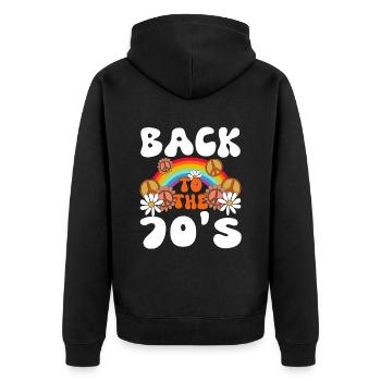 Retour dans les années 70 - Veste à capuche bio Premium Unisexe - noir - Dos - Nico (187cm)