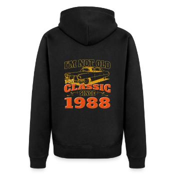 Limited Edition 1988 Geburtstag 1988 Geburtstag - Unisex Premium Bio Zip Hoodie - Schwarz - Hinten - Nico (187cm)
