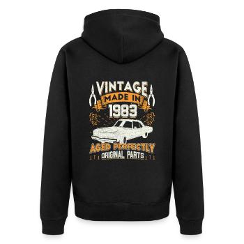 Oldtimer Baujahr 1983 Jahrgang Geburtstag Geschenk - Unisex Premium Bio Zip Hoodie - Schwarz - Hinten - Nico (187cm)